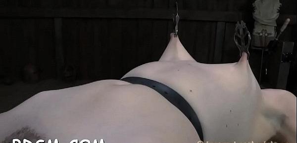  Chained up beauties get their pussy fucked by hangman